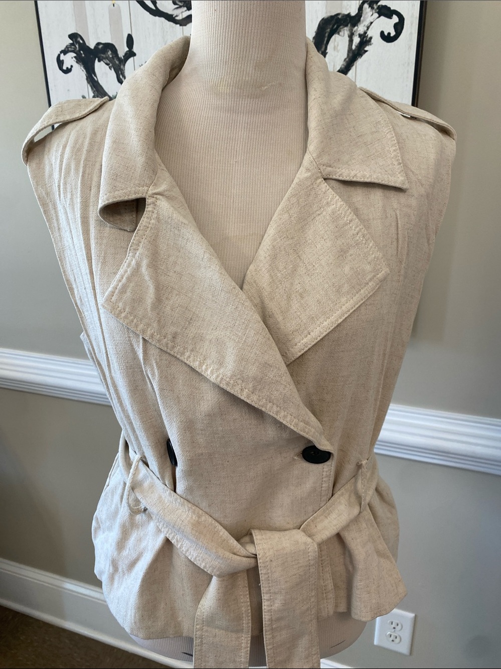 Sleeveless Zara Trench Vest - Beige